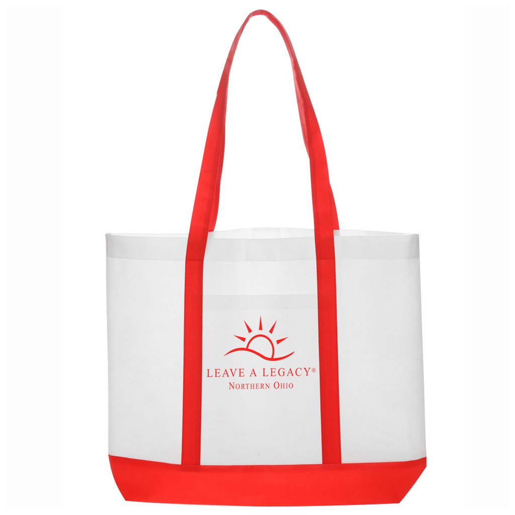 Non-Woven Tote Bag with Trim Colors - 18 x 14 x 3.5 