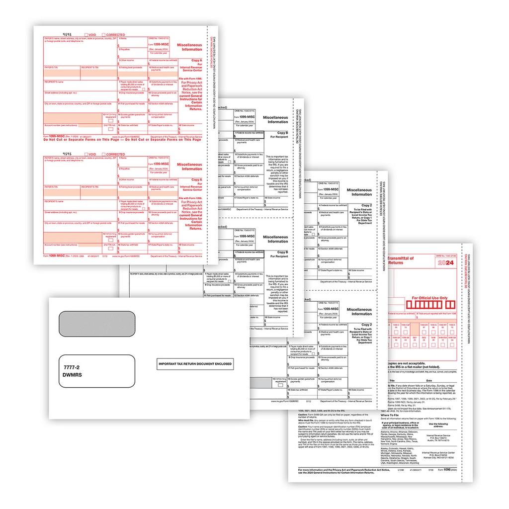 2-Up 1099-MISC Convenience Set with Envelopes - 4 Part (6103E)(50 Employees)