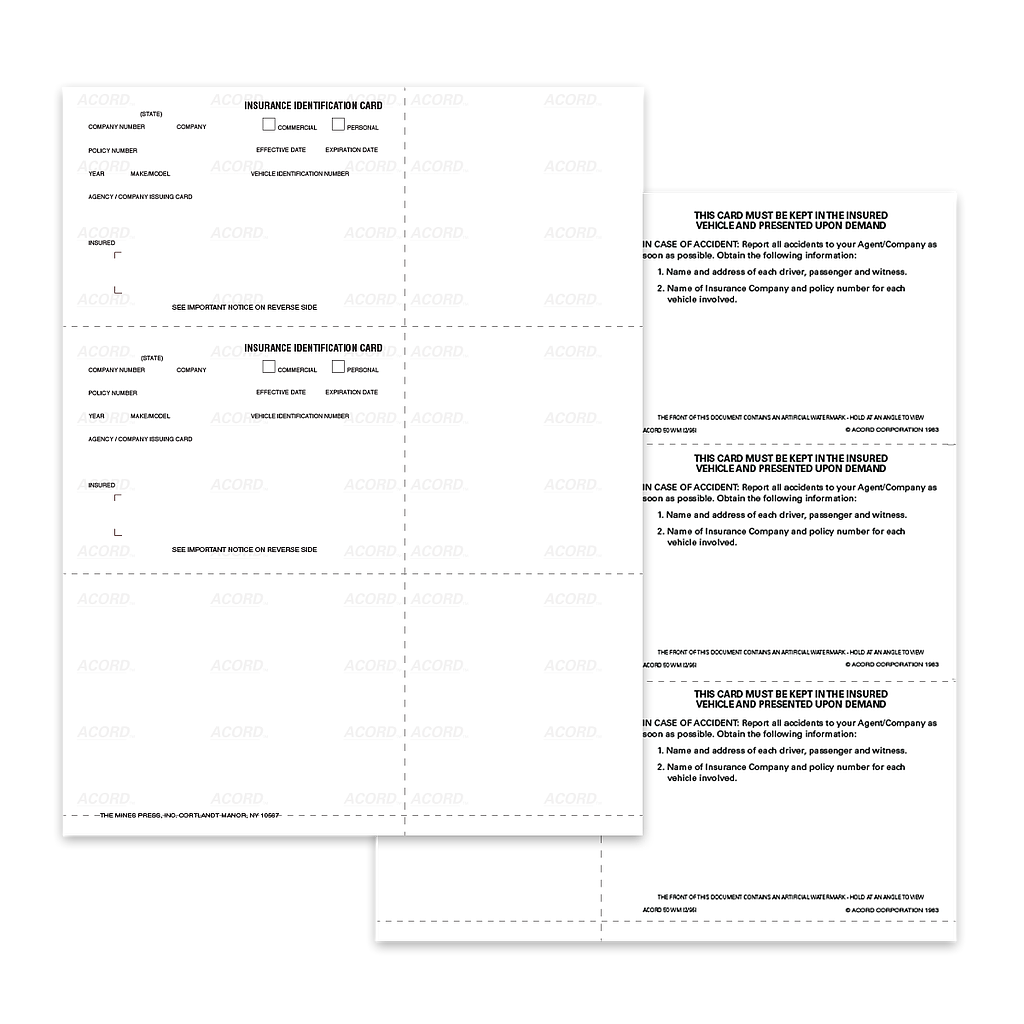 ACORD 20 WM - Auto Insurance ID Cards Pertaining To Auto Insurance Id Card Template