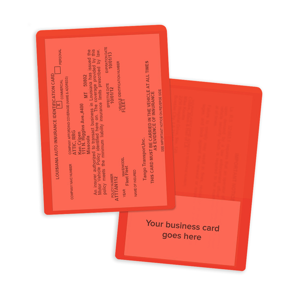 Orange Insurance Card Holders - 5.75 x 3.875