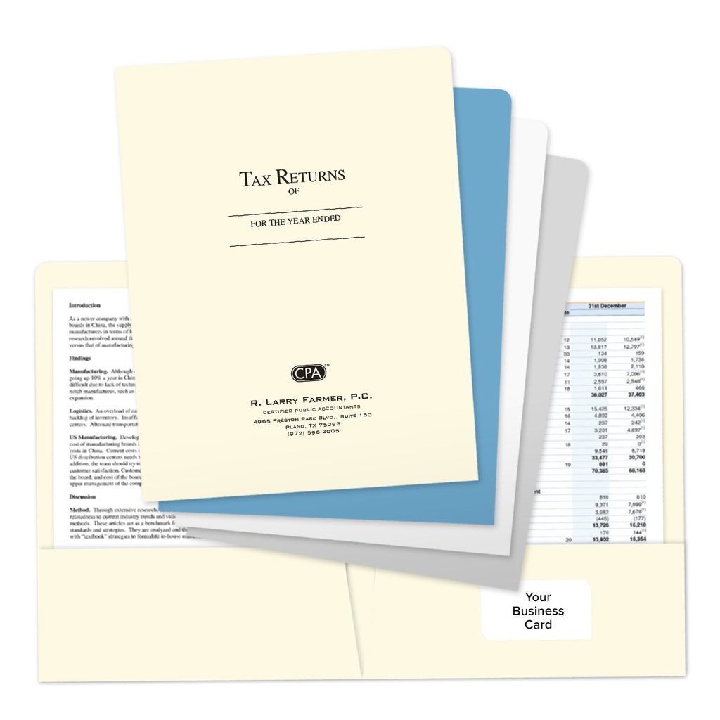 Printed Tax Return Folders - 65 lb. Felt Weave