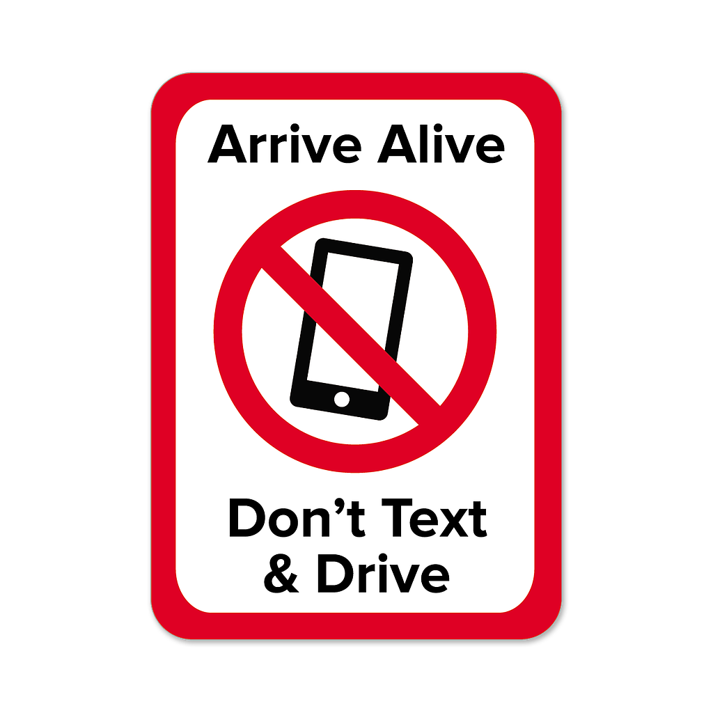 "Arrive Alive Don't Text And Drive" Stickers