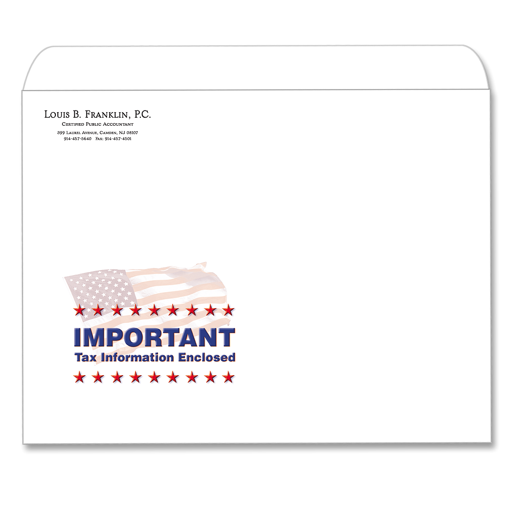 Designer Tax Return Envelopes - Important