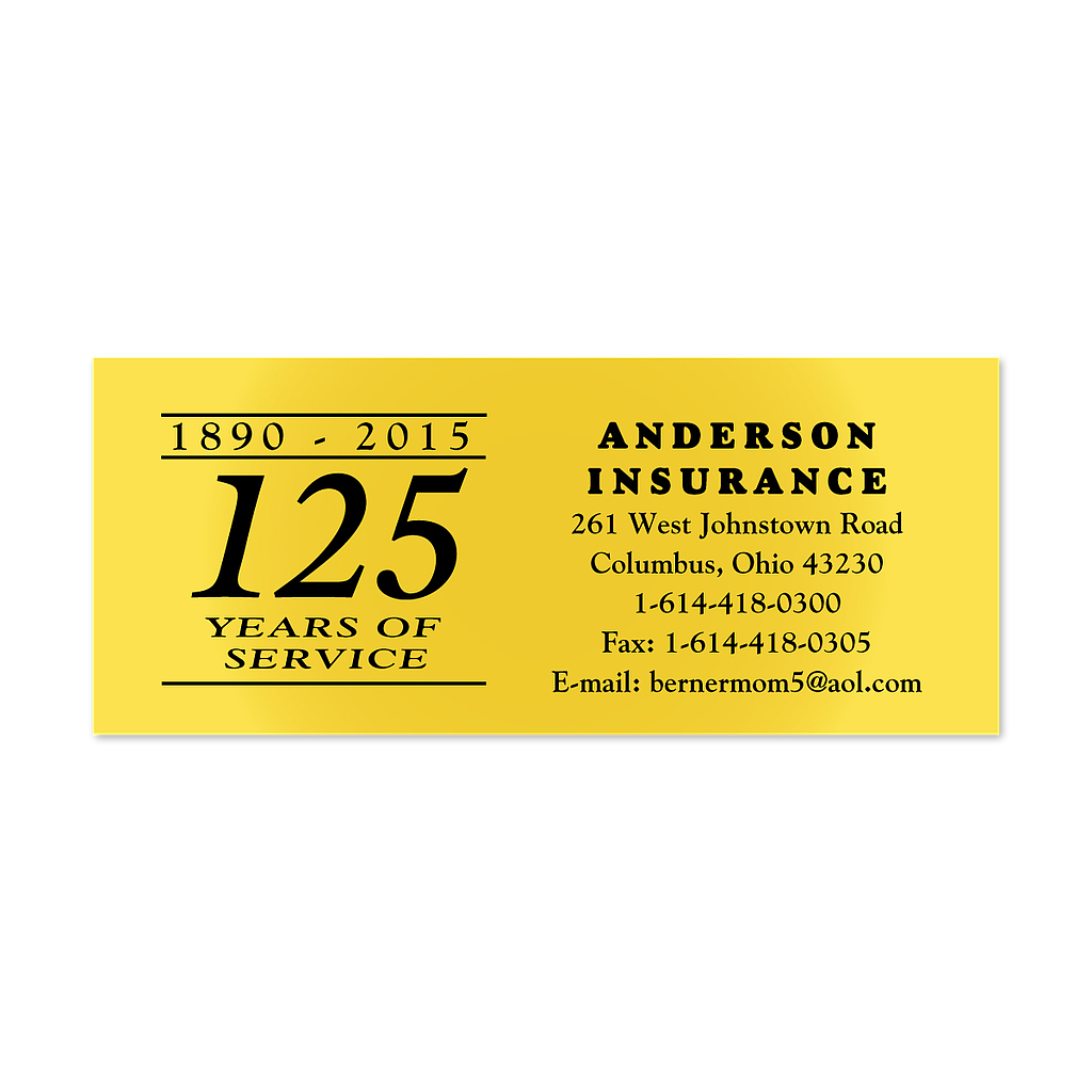 Anniversary "Years Of Service" Gold Metallic Labels