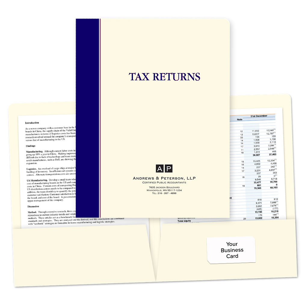 Designer Tax Folders - Blue Bold Stripe