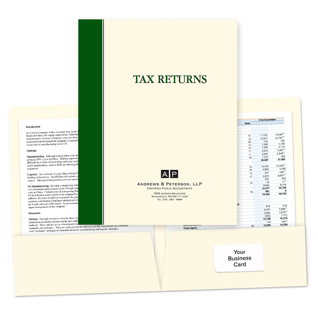 Designer Tax Folders - Green Stripe