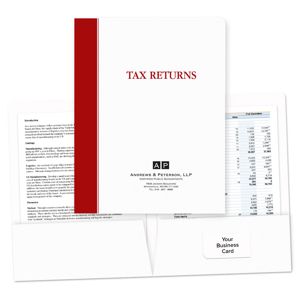 Designer Tax Folders - Maroon Stripe
