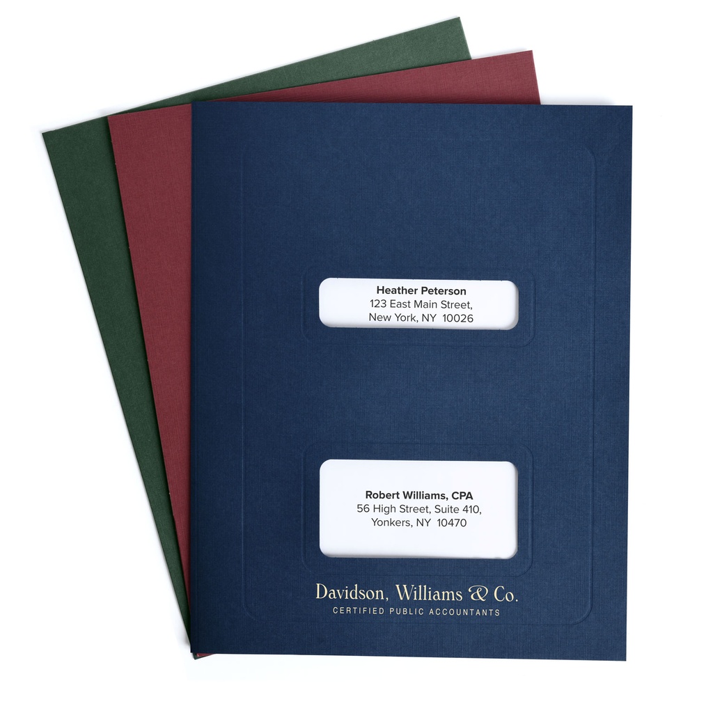 Personalized Linen Tax Software Folder - Double Window