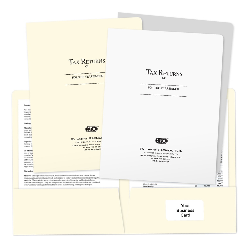 Printed Tax Return Folders - 80 lb. Classic Papers