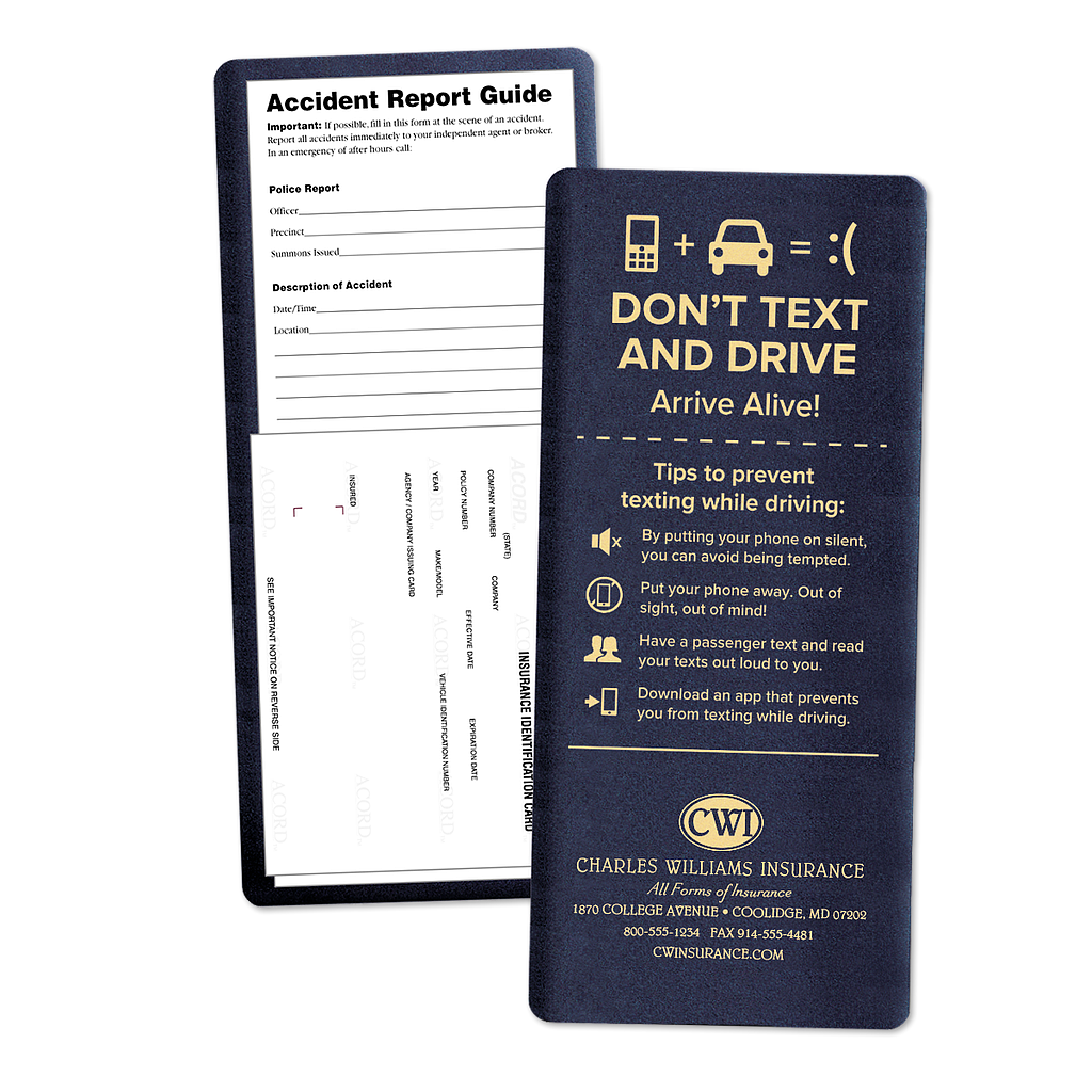 "Don't Text & Drive" Insurance Card Holder Kits - Personalized