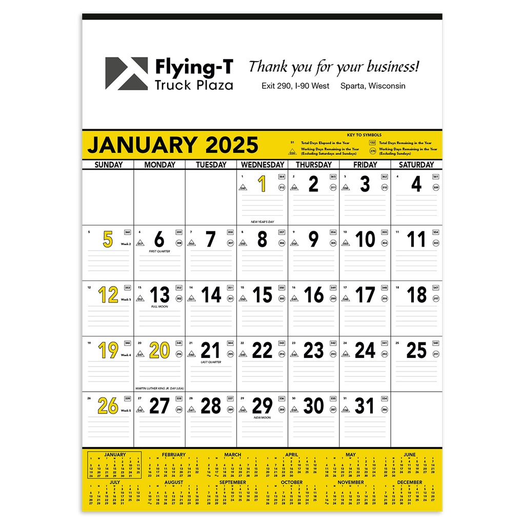 Contractor's Memo Wall Calendar Yellow