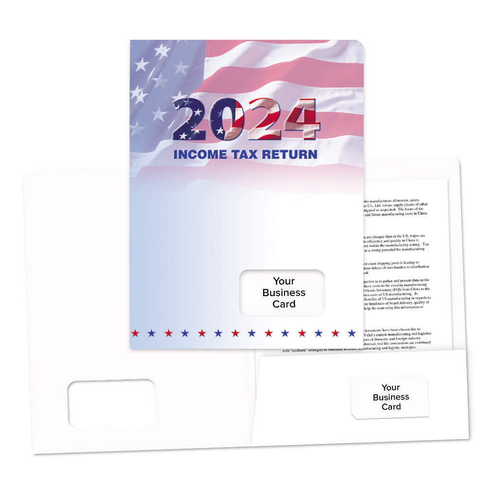 Success Tax Return Folders - Year With Flag