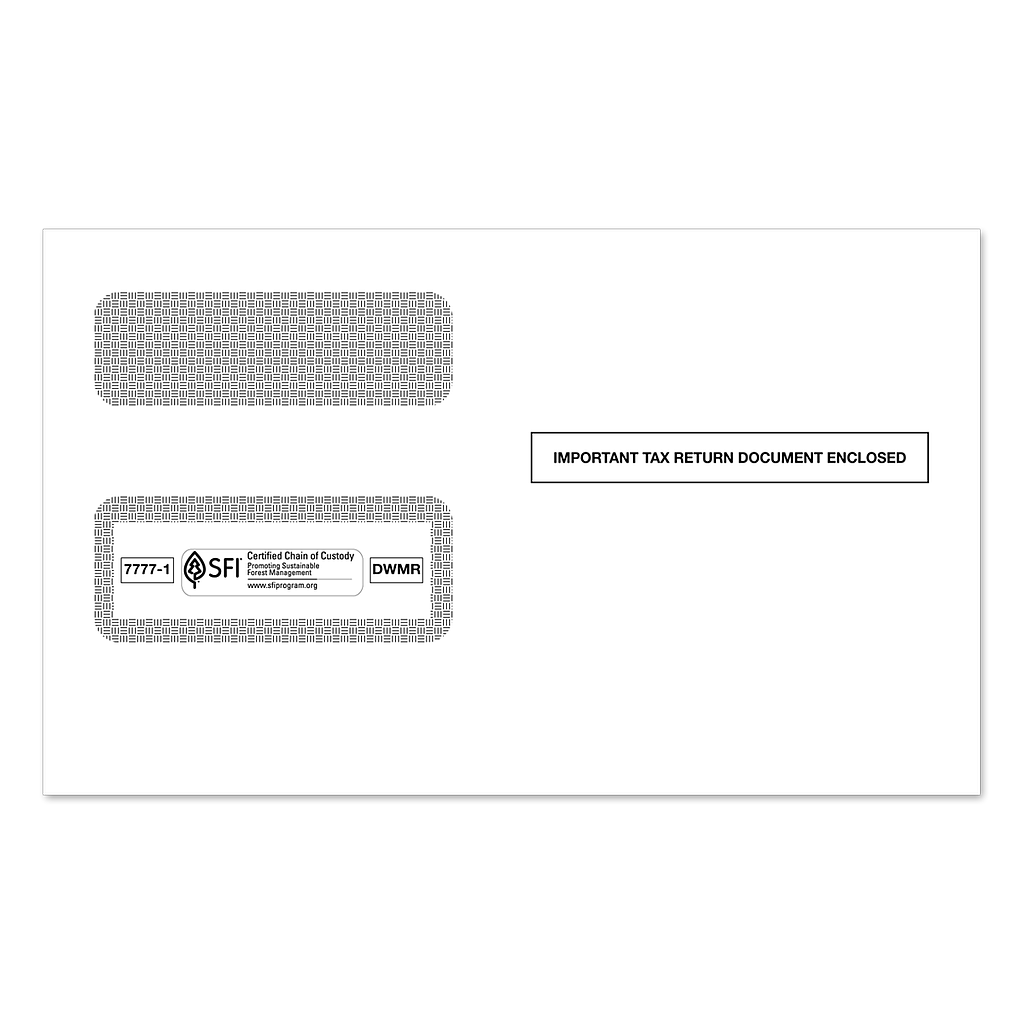 2Up 1099 Double Window Tax Form Envelope (7777)