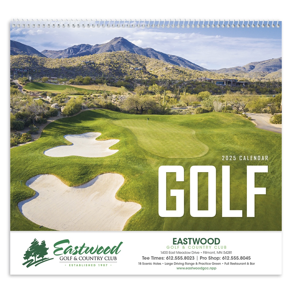Golf Wall Calendar Spiral Promotional Calendars